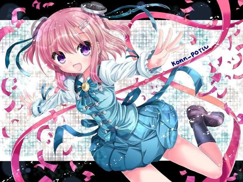 Pink-haired Anime Girl — Blue, Festive