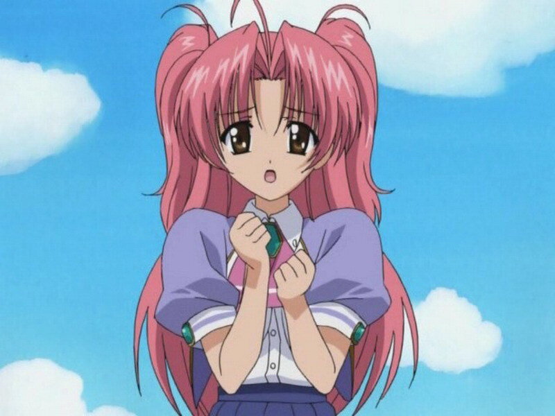 Pink-haired Anime Girl — Blue, Serene, Afternoon, School Uniform
