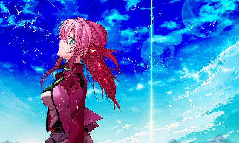 Pink-haired Anime Girl — Blue, Serene, Night