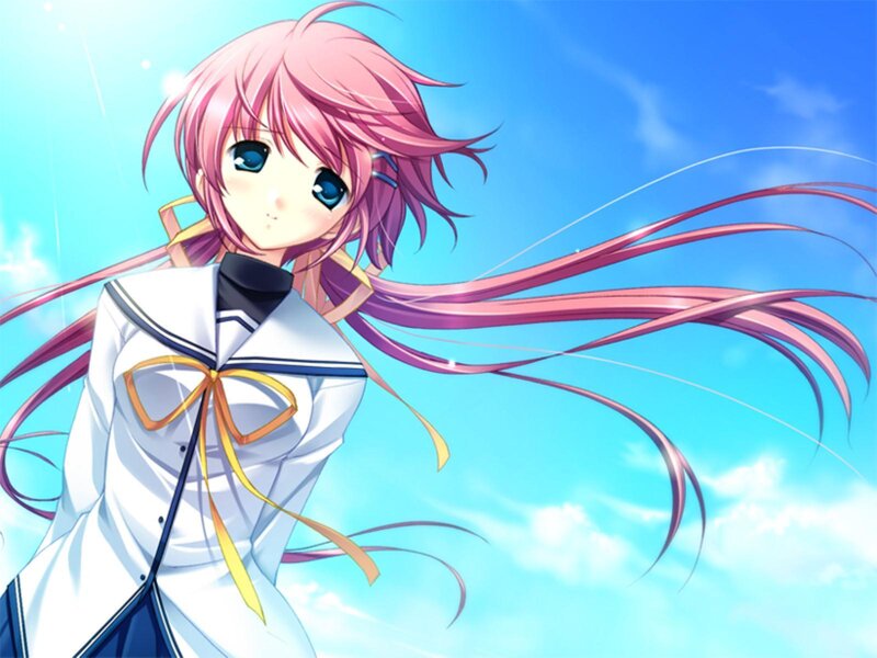 Pink-haired Anime Girl — Blue, Serene