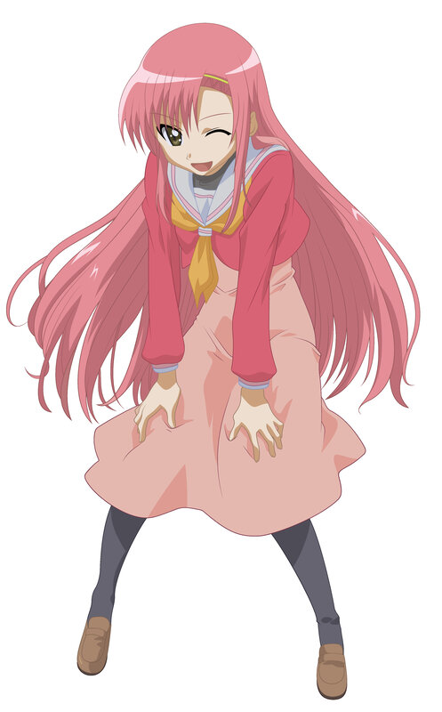 pink-haired anime girl character