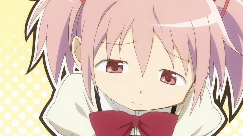 pink-haired anime girl close-up