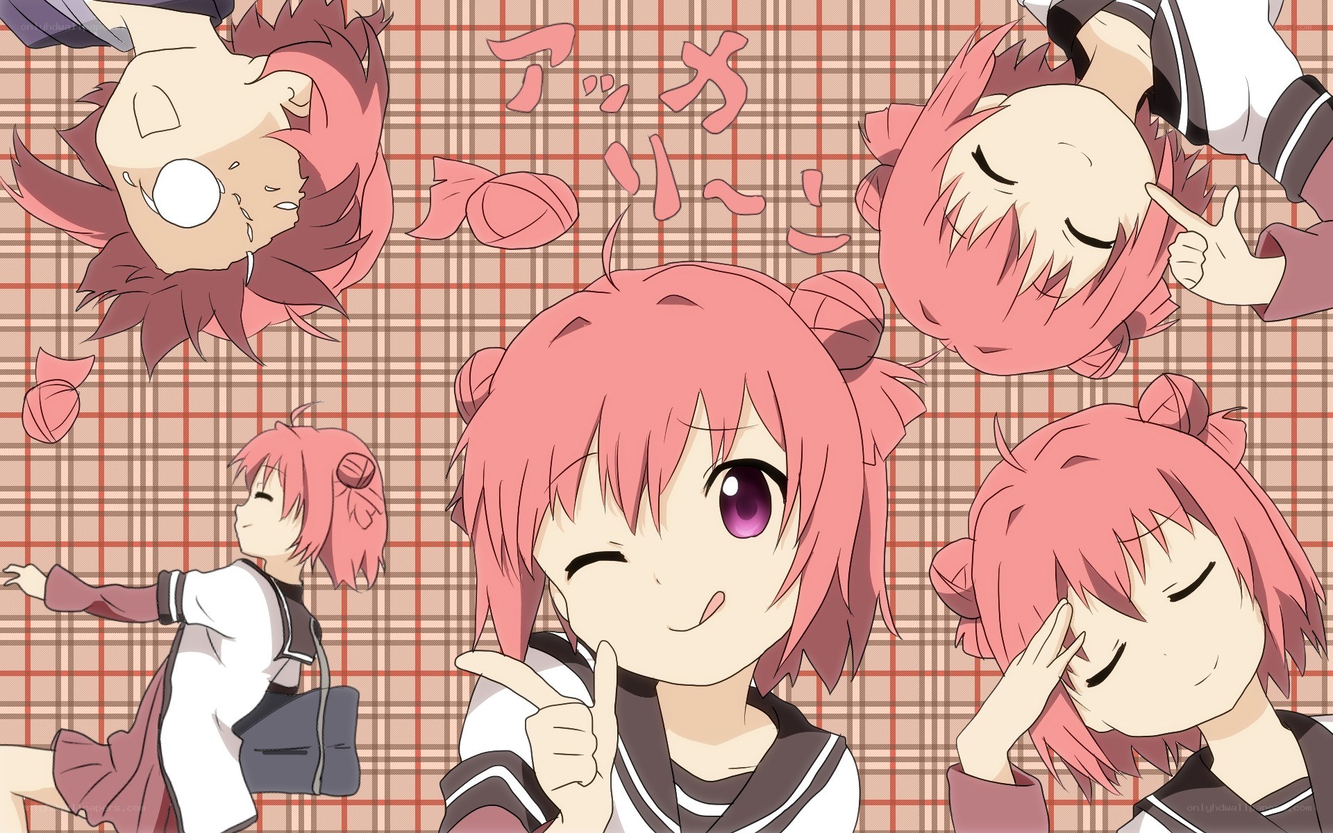 Pink-haired anime girl collage