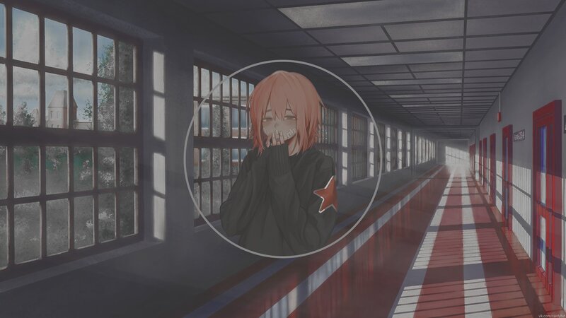 Pink-haired Anime Girl — Gray, Somber