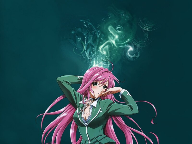 Pink-haired Anime Girl — Green, Dramatic, School Uniform