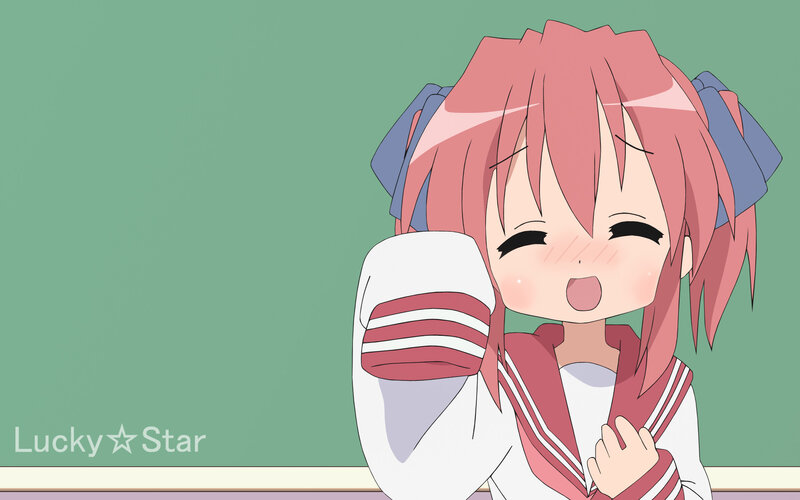 Pink-haired Anime Girl — Green, Playful