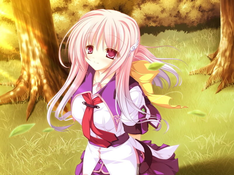 Pink-haired Anime Girl — Green, Serene