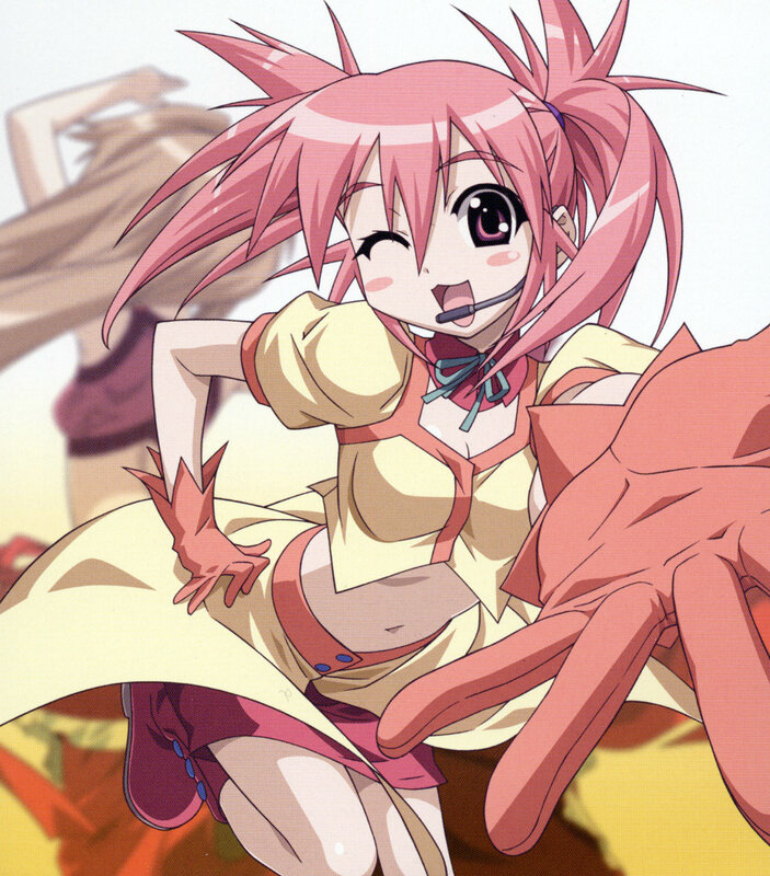 pink-haired anime girl in action