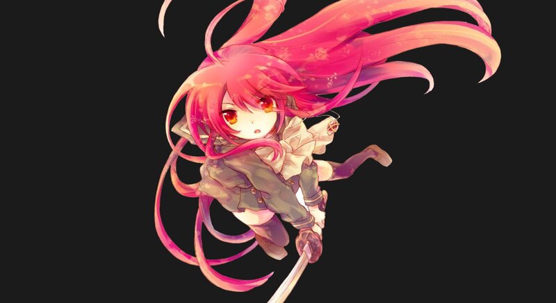 pink-haired anime girl in action