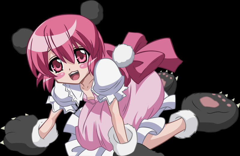 pink-haired anime girl in animal costume