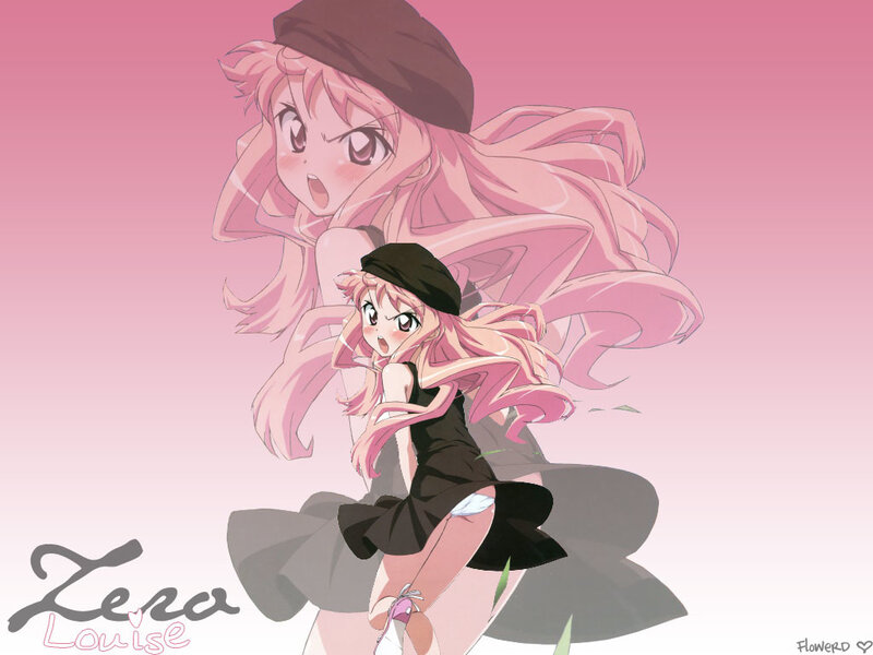 Pink-haired anime girl in black dress