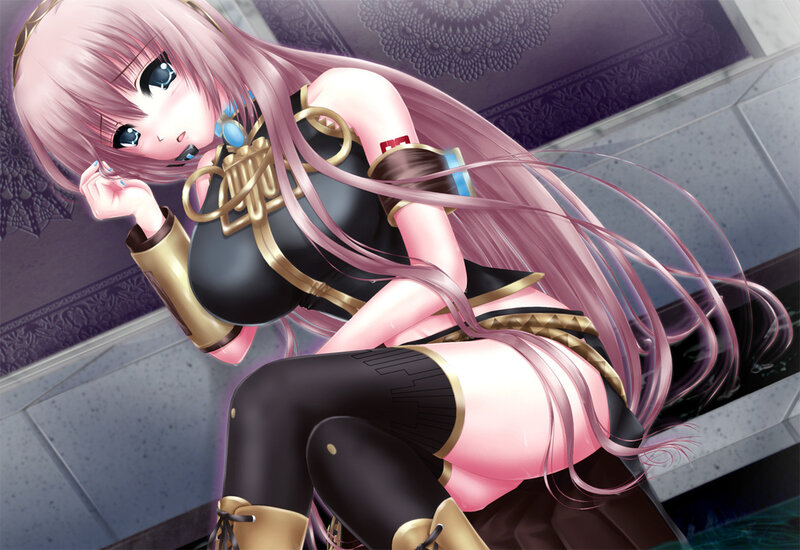 pink-haired anime girl in black outfit