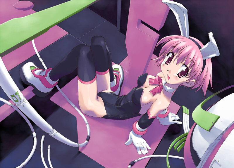 pink-haired anime girl in cockpit