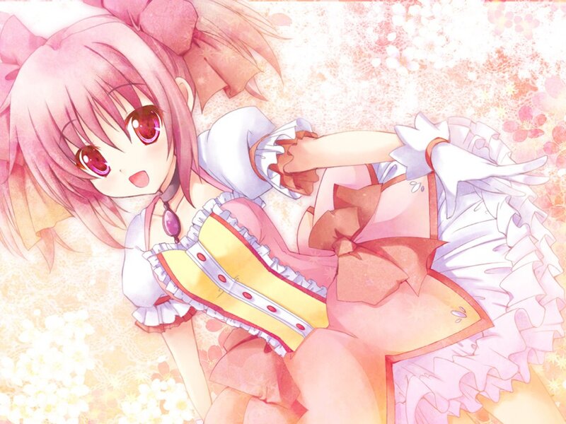 pink-haired anime girl in dress
