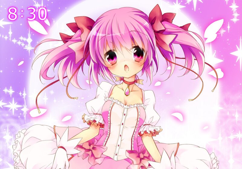 pink-haired anime girl in dress