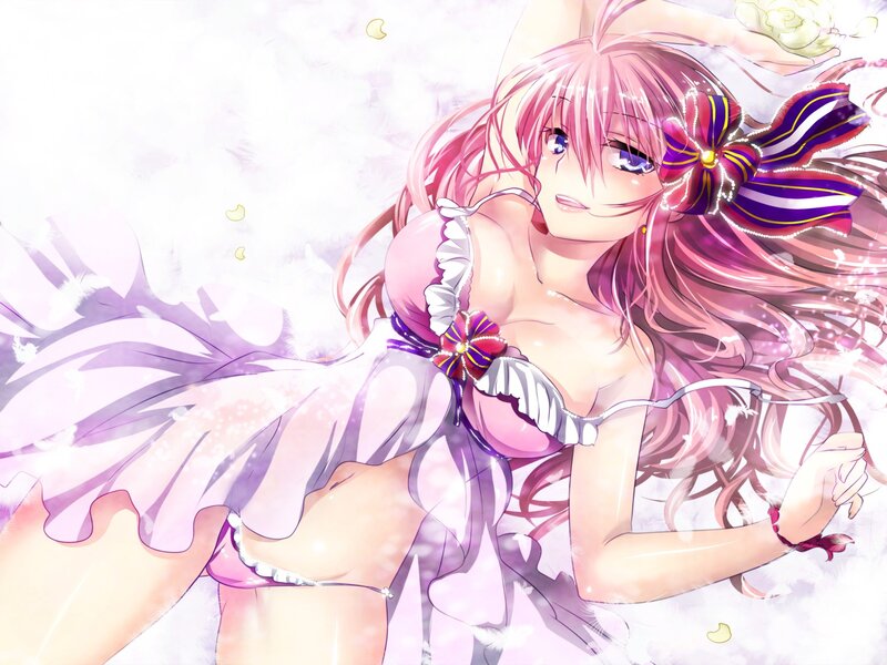 pink-haired anime girl in dress