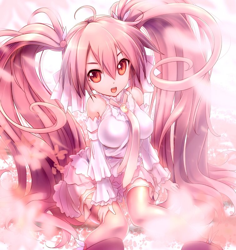 pink-haired anime girl in dress
