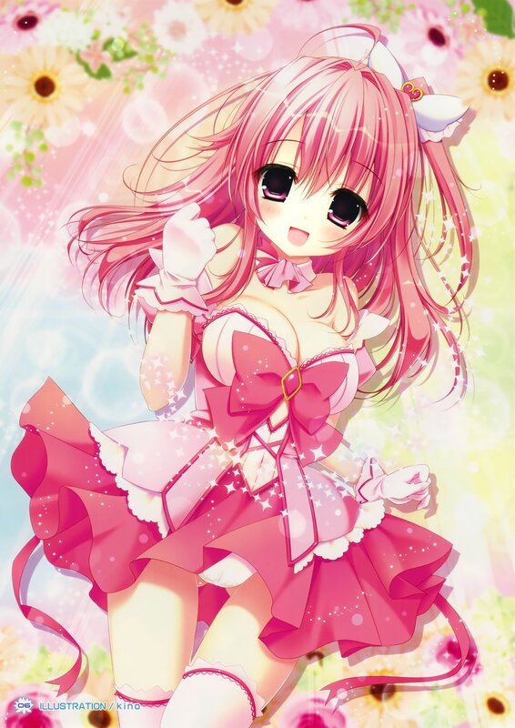 pink-haired anime girl in dress
