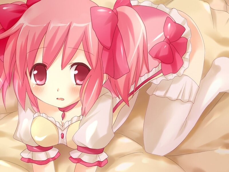 pink-haired anime girl in frilly dress