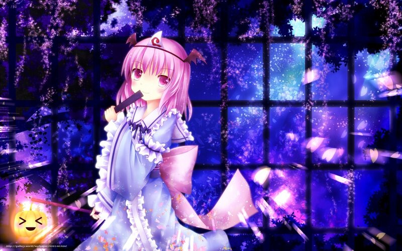 pink-haired anime girl in garden