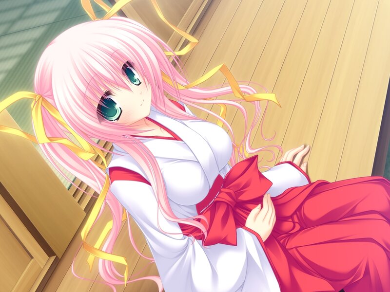 pink-haired anime girl in kimono