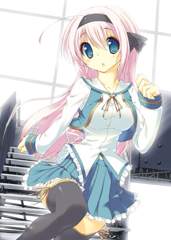 pink-haired anime girl in maid outfit