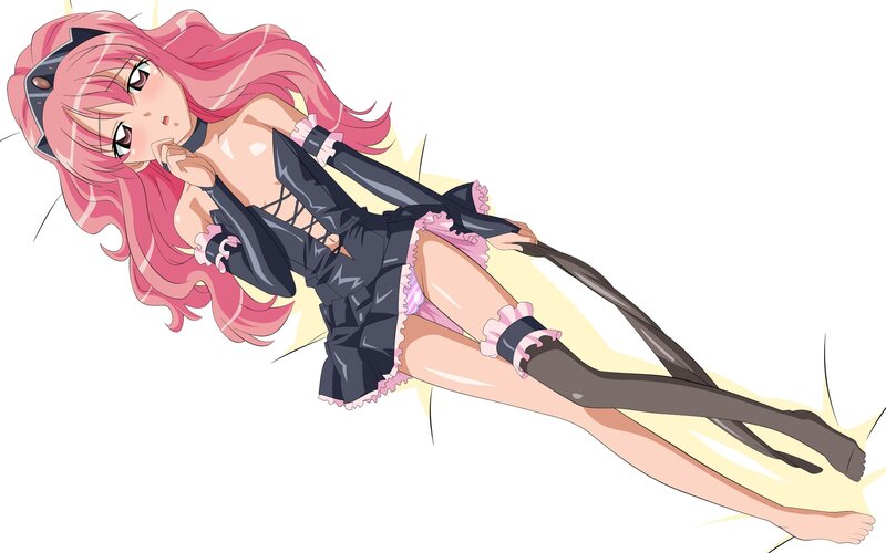 pink-haired anime girl in maid outfit