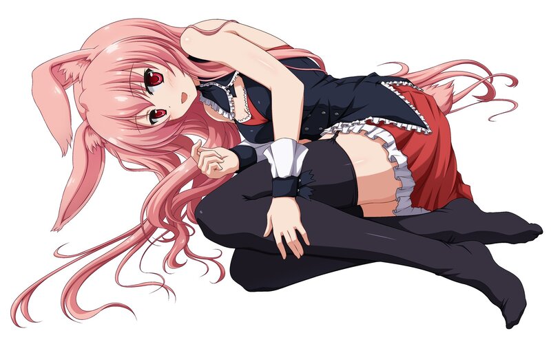 pink-haired anime girl in maid outfit
