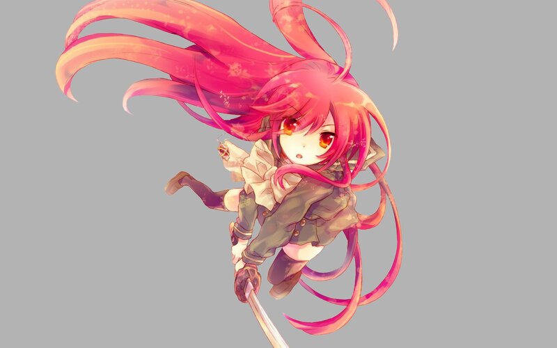 pink-haired anime girl in motion