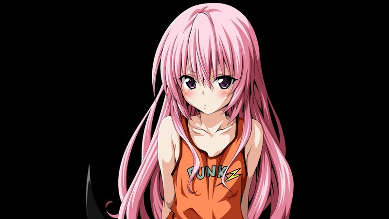pink-haired anime girl in orange top