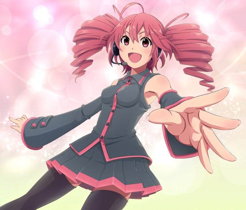pink-haired anime girl in performance outfit