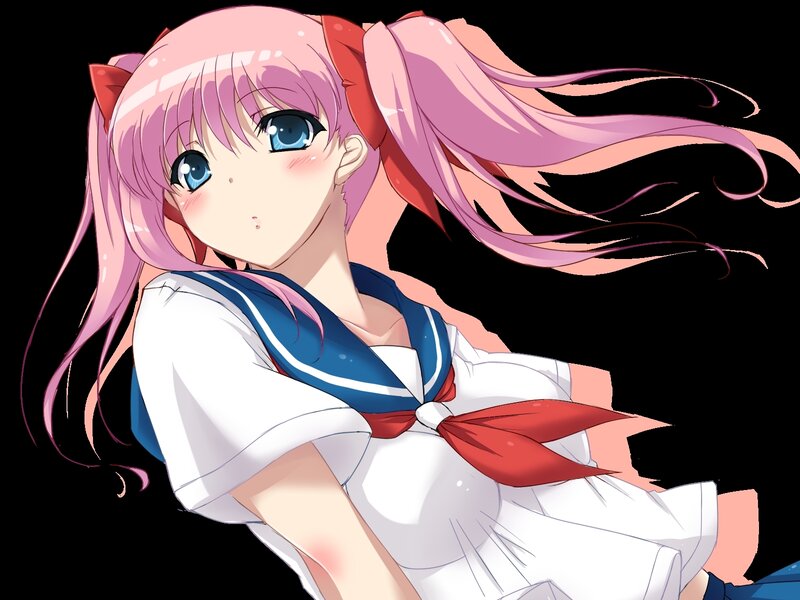 pink-haired anime girl in sailor uniform