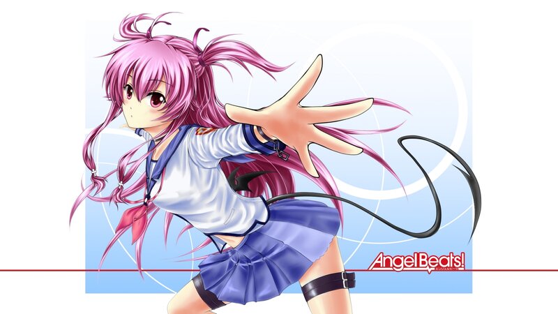 pink-haired anime girl in school uniform