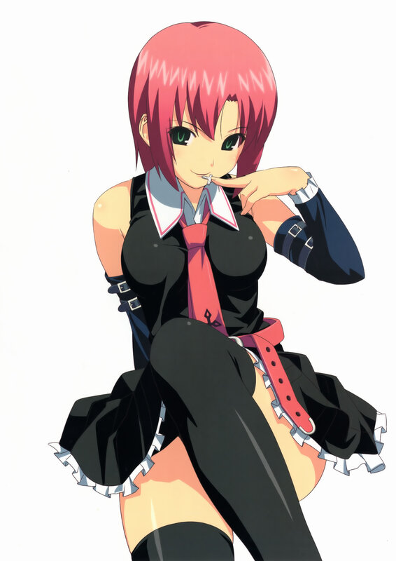 pink-haired anime girl in school uniform
