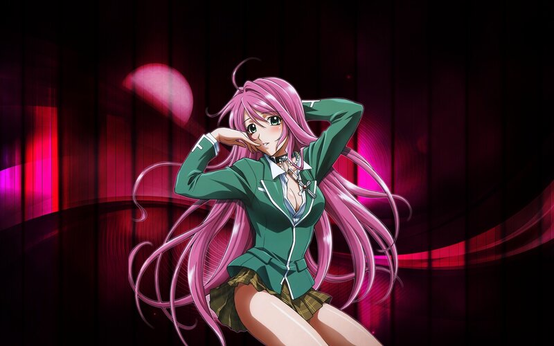pink-haired anime girl in school uniform