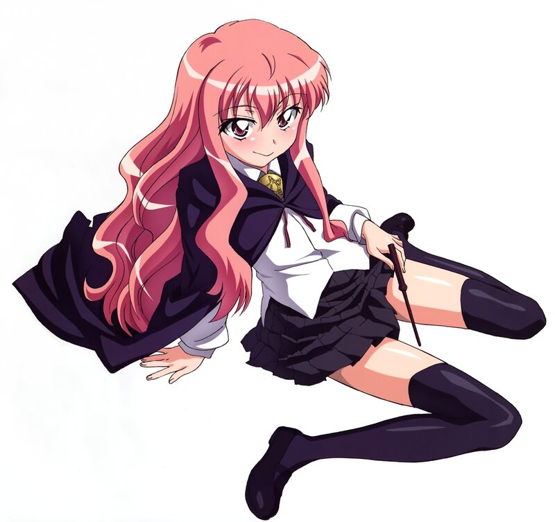 pink-haired anime girl in school uniform