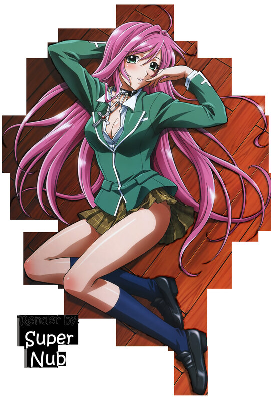 pink-haired anime girl in school uniform