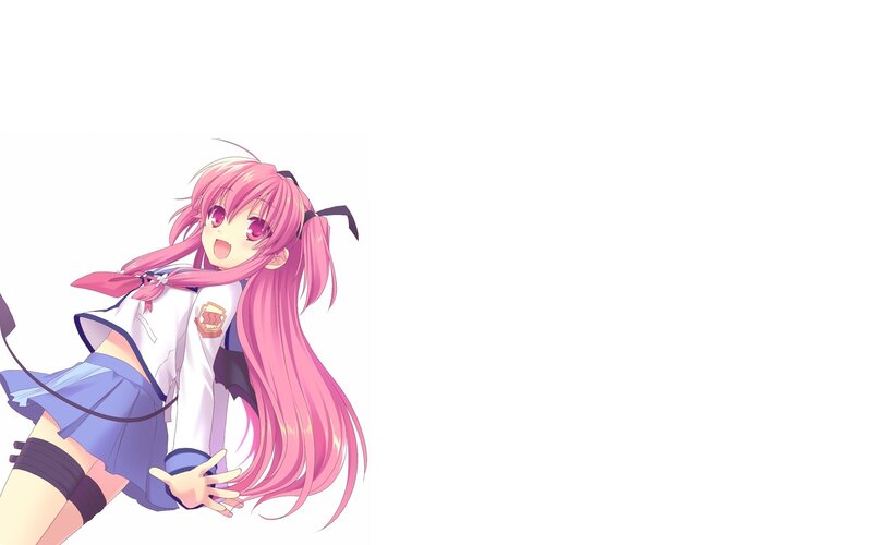 pink-haired anime girl in school uniform