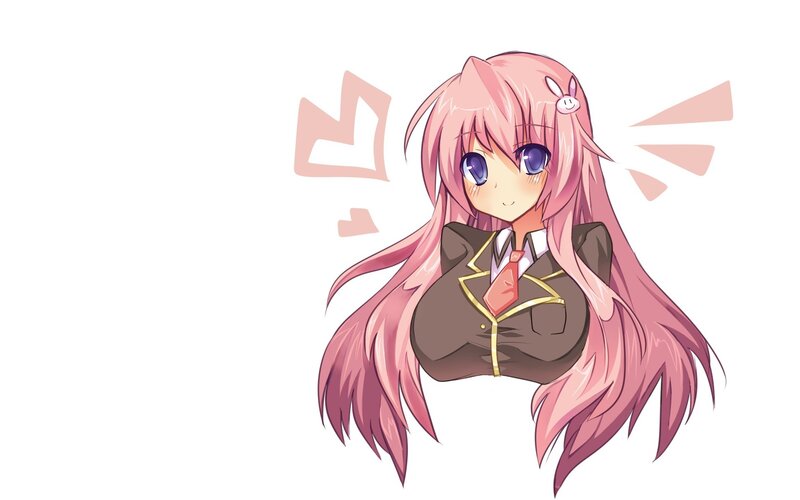 pink-haired anime girl in school uniform