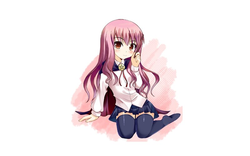 pink-haired anime girl in school uniform