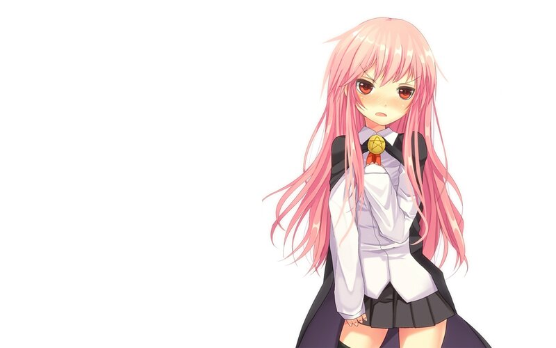 pink-haired anime girl in school uniform