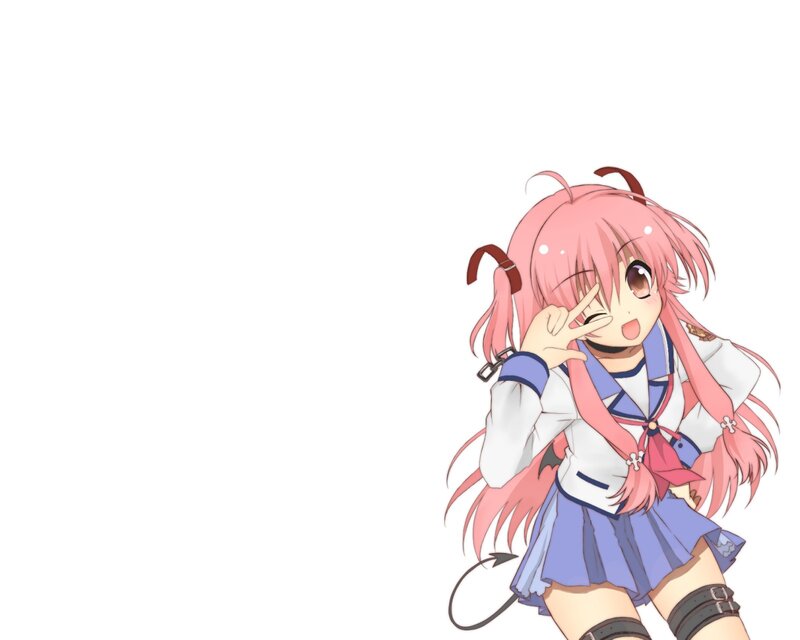 pink-haired anime girl in school uniform