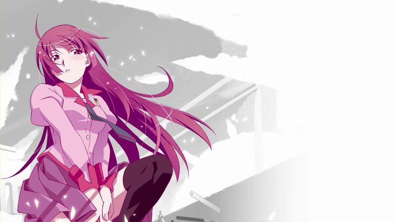pink-haired anime girl in school uniform