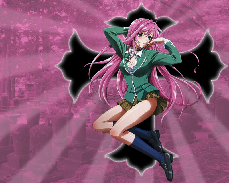 pink-haired anime girl in school uniform