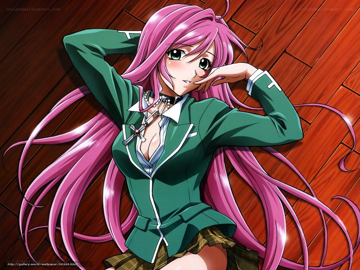 pink-haired anime girl in school uniform