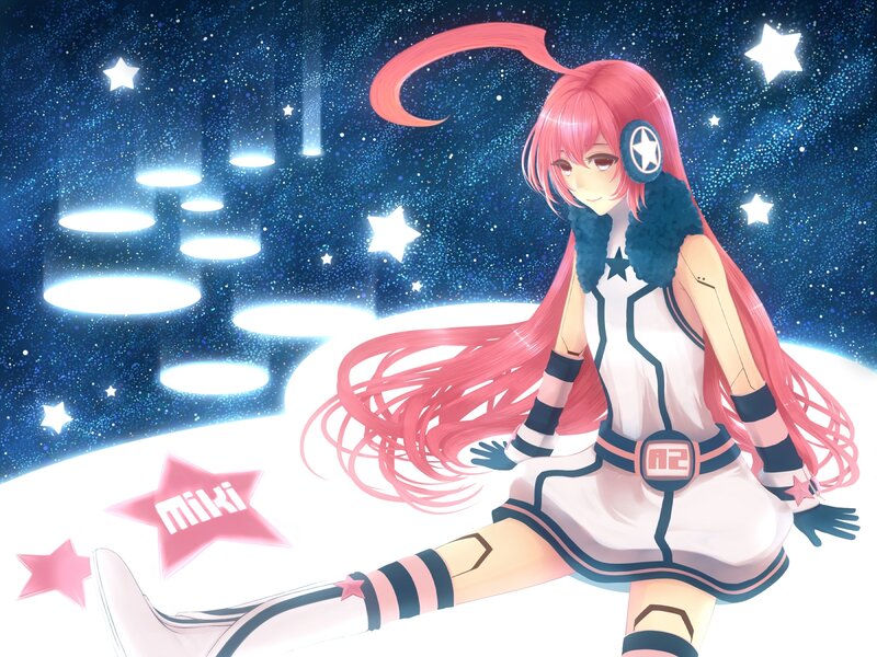 Pink-haired anime girl in space