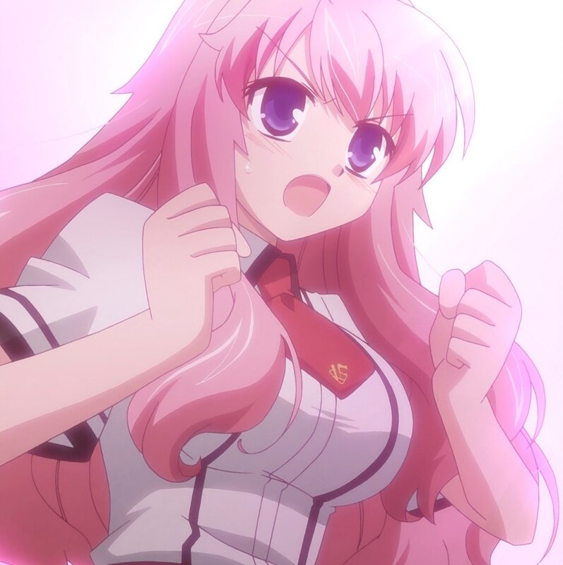 pink-haired anime girl in uniform