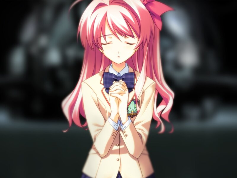 pink-haired anime girl in uniform