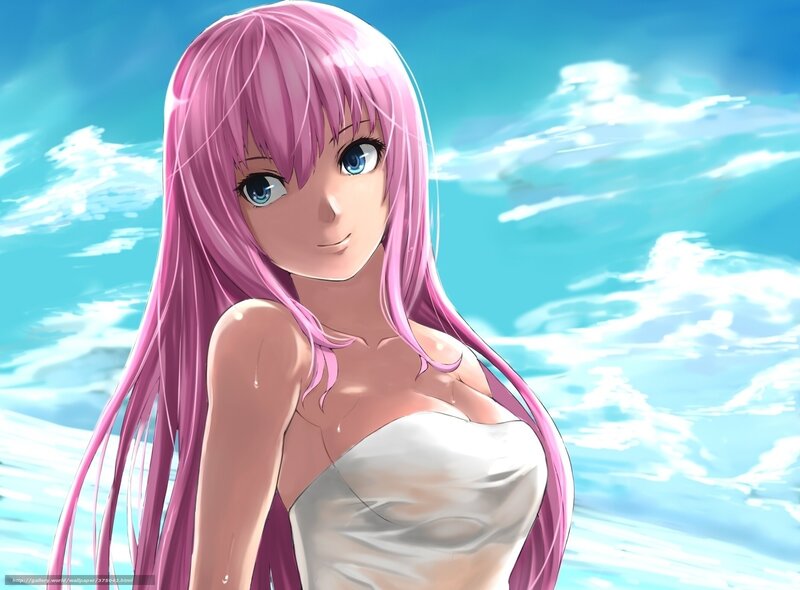 pink-haired anime girl in water