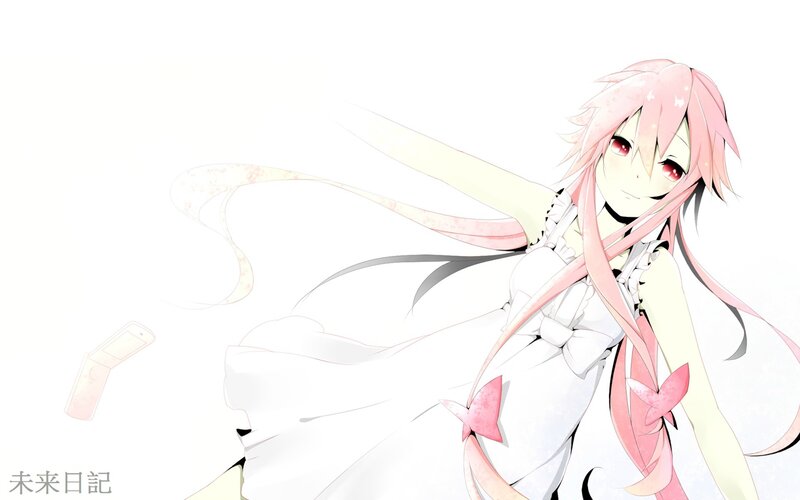 pink-haired anime girl in white dress